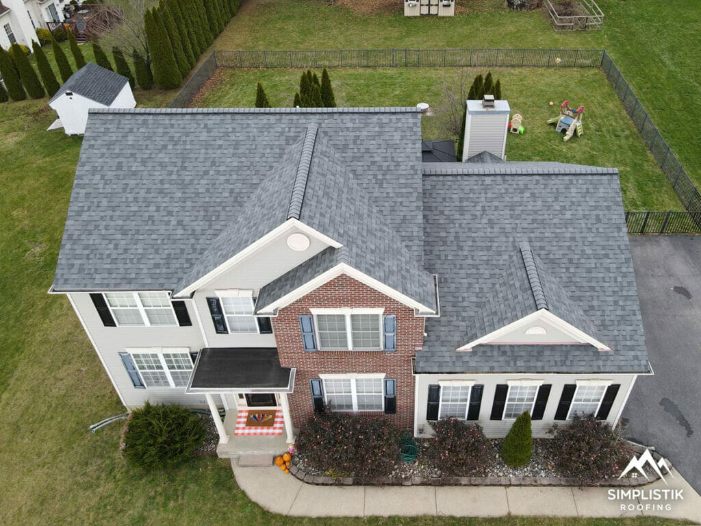 Simplistik Roofing - Completed Roofing Project Drone Shot 14