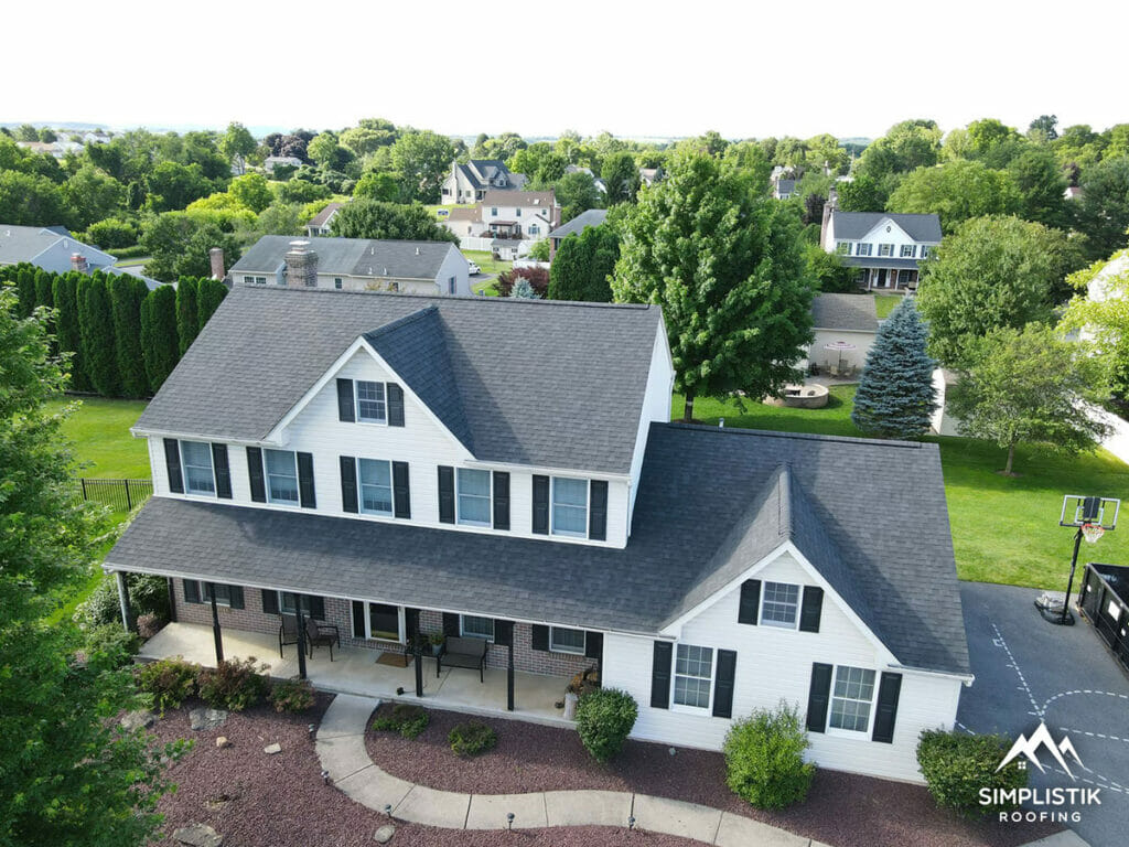 Simplistik Roofing - Completed Roofing Project Drone Shot 16