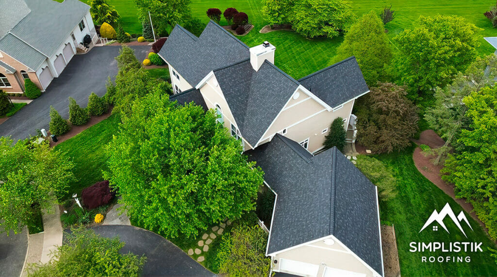 Simplistik Roofing - Completed Roofing Project Drone Shot 10