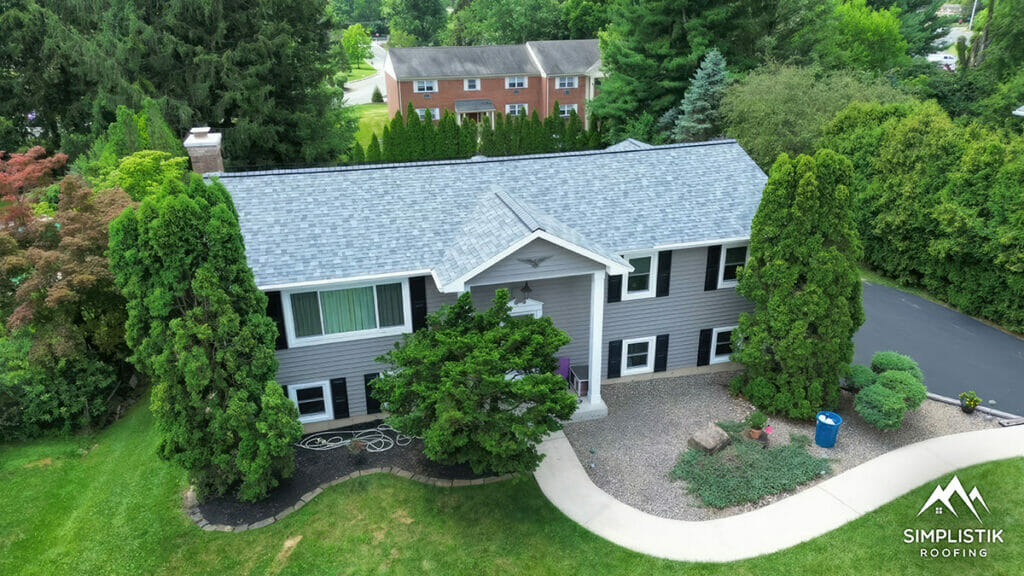 Simplistik Roofing - Completed Roofing Project Drone Shot 3