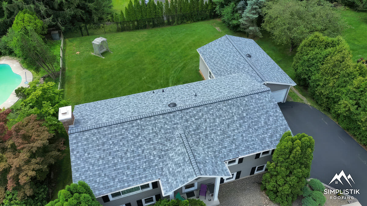 Simplistik Roofing - Completed Roofing Project Drone Shot 2