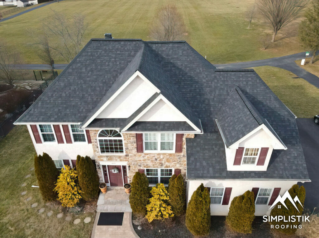 Simplistik Roofing - Completed Roofing Project Drone Shot 8